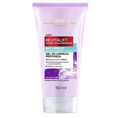 Revitalift Ácido Hialurónico Gel De Limpieza Profunda Anti-Brillo L'Oréal Paris